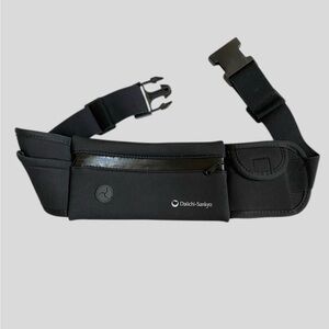 Black Waist Pack Running Travel Belt with Daiichi-Sankyo Logo Zipper Pockets